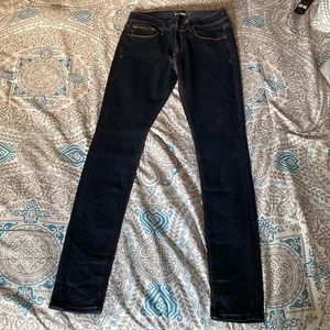 Express dark stretch legging jeans, size 6 long